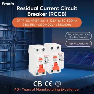 2P 63A AC Type 100mA Din Rail RCCB ELCB Solar Residual Current Circuit Breaker for Industrial Electronic Equipment