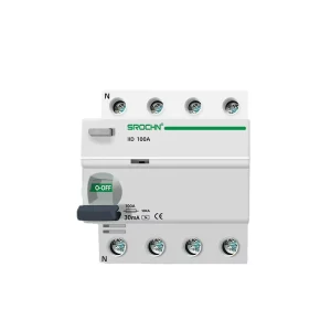RCCB 4P 100A 30mA Residual Current Circuit Breaker Molded Case Industrial CE for 10kA Breaking Capacity Rail Mounting