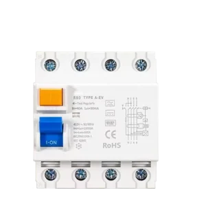 RCCB Earth Leakage Circuit Breaker Din Rail 4P Pole Li Protection 6-100A 30mA 10KA Copper IR B Type 400 415V 50 60Hz