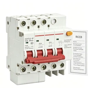 RCCB Residual Current Circuit Breaker DZ47LE 4P 63A 30mA AC400V BCD Curve B Breaking Capacity 12kA 20kA