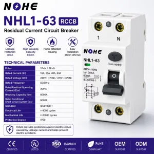 RCCB Type Electromechanic Residual Current Circuit Breaker 1P+N Pole 16A 25A 40A 63A Residual Current Circuit Breaker