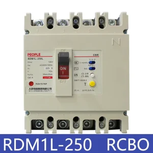 RDM1L 250 4P RCBO Molded Case Circuit Breaker 160A 200A 250A Earth Leakage Protection CM1L 250