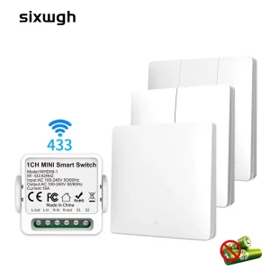 RF433 Wireless Relay Switch Module 16A 100-240V AC Self-Generating Remote Control for Light/Fan/Home Wall Switches