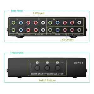 RGB Component Switch Selector Box 3 in 1 Out 5 RCA L/R Ypbpr Component Switch AV Video Switcher Hub for PS2 Wii X box DVD HDTV
