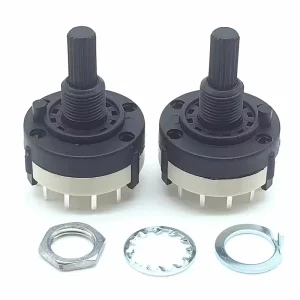 RS26 4P3T 4 Pole 3 Position Selectable Band Rotary Channel Selector Switch Handle length 20MM with knob