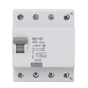 RX3 Series 4P Residual Current Circuit Breaker 10A 16A 20A 25A 32A 40A 63A Earth Leakage Circuit Breaker