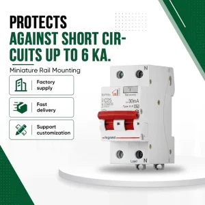 RX3RK C25 1P+N 030E Mini Earth Leakage Circuit Breaker RCBO 419399 Made of Plastic Li Protection