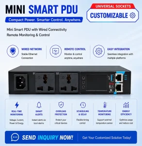 Rack MINI Smart PDU 2Universal Socket Strip16A 230V Network Intelligent RJ45 485 USB Independent IP SNMP MODBUS MQTT