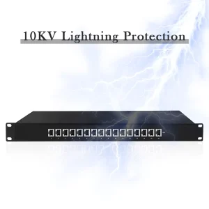 Rack Mounted RJ45 Ethernet Surge Protector 16 Channel Network POE Gigabit 10KV Lightning Protection CE Certified Aluminum Alloy