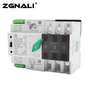 Rail Dual Power Three Phase PC Automatic Transfer Switch 3P 100A AC220V Photovoltaic ATS Copper Material CCC CE Certified 20kA