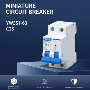 Rail Mounted 2P Miniature Circuit Breaker (MCB) 1-63A for Low Voltage Power Protection