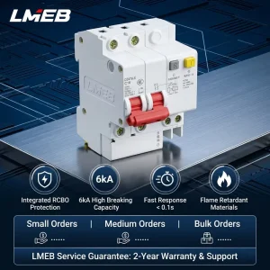 Rail Mounted MCB Miniature Circuit Breaker 50A 230V 400V 1P 2P 3P 4P for Electrical Circuit Protection