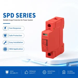 Red 2P 275V AC SPD 20kA/40kA T2 Surge Protective Device Copper Plastic for Single-Phase Lightning Protection YSP-A1