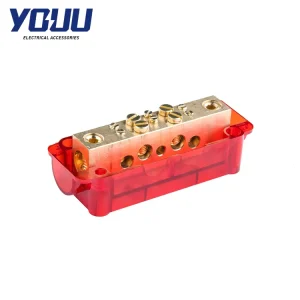 Red 350A 7-Hole Electrical Terminals Neutral/Active Link With Copper And Brass Contacts PC Housing Material
