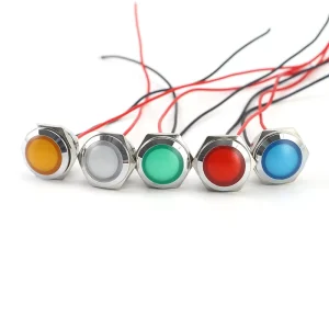Red Blue Yellow Green White Waterproof 16mm Metal LED Indicator Light Signal Lamp 5V 12V 24V 220V with Wire