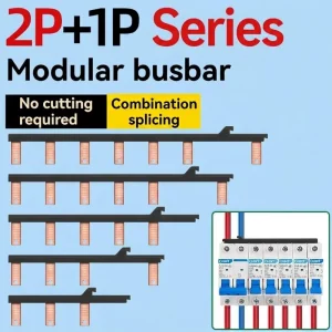 Red Copper DPN 2P+1P Busbar for Miniature Circuit Breaker Terminal Connector Pin Type Modular Comb Bus Bar No Cutting Required