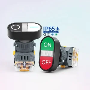 Red Green Blue Black Panel Mount Double Head Round Normal Open NO 22mm Momentary OFF (ON) Push Button Switches