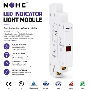 Red Signal Lamp Din Rail Mount LED Modular Indicating Light 230 Volt Led Indicator Lights