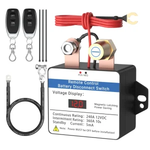 Remote Battery Disconnect Switch and 12V Battery Disconnect Switch 360A Smart Anti Theft Kill Switch with LED Voltmeter
