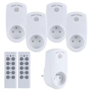 Remote Control Smart Plug Wireless Smart Plug with Two Remote Control Five Socket RF433