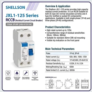 Residual Current Circuit Breaker RCD RCCB 63A 80A 100A 125A 1P+N 3P+N Miniature Residual Leakage Circuit Breaker