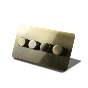 Retro Eu Metal Panel Wall Toggle Dimmer Switch Socket Bronzed Antique Stainless Steel German French Switch Dimmer Able Switch