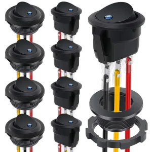 Round Rocker Toggle Switch DC12V 20A 4 Colors Optional With Shell & Terminal Wires Suitable for Car RV Truck