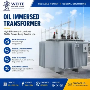 S11 Oil Immersed 3-Phase Transformer 100kVA-1600kVA Copper Winding 11kv 6kv 400v 220v 60Hz CE Certified IP54 Power Distribution