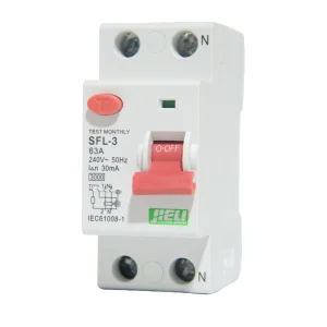 SFL 3 63A 30mA 2P 4P RCCB Residual Current Circuit Breaker 240V 50 60Hz IEC61008 1 Copper PA66 6kA Breaking Capacity