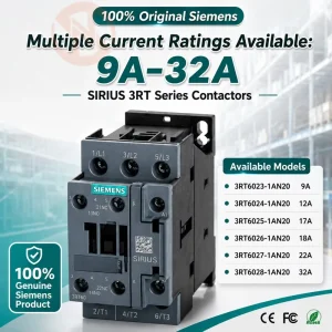 SIRIUS 3RT 3RT6026 1AN20 3RT6027 1AN20 3RT6028 1AN20 18A 22A 32A 3P DIN Rail Power Motor AC Contactor