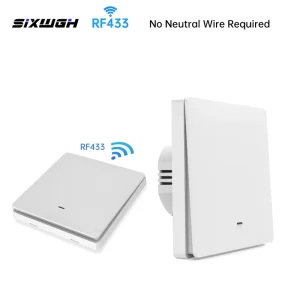 SIXWGH RF433 No Neutral Wire Required Smart Light Switch 1/2/3 Gang Wireless Remote Control Transmitter Receiver Kit for Home