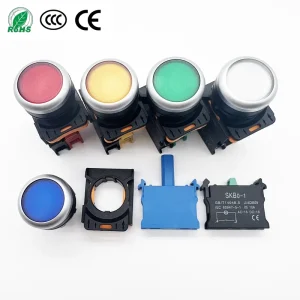 SKB0-PA10D Diameter 22mm Short Body 48mm Length Single Contact 6V 12V 24V 48V 110V 127V 220V 380V LED Illuminated Push Button