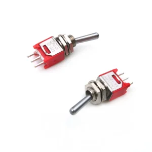 SMTS 202 Sub Mini Toggle Switch PCB Red Rocker Switch 2 Pin Metal Toggle Switch 1.5A 120V on OFF