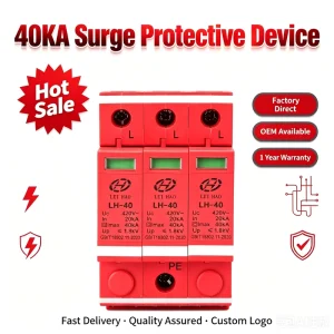 SPD 20KA 40KA 3P 420V T1 T2 AC Surge Protector CE Certified Solar System Surge Protection Device