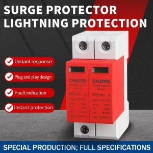 SPD-40 2P DC Surge Protector T2 25ns Response Time 2.4kV 20kA-40kA 1000VDC 35mm DIN Rail Mount CE Certified IEC