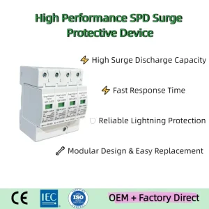 SPD Surge Protective Device Lightning Protection AC DC Low Voltage Surge Arrester 1P 4P 40kA Power Distribution Equipment