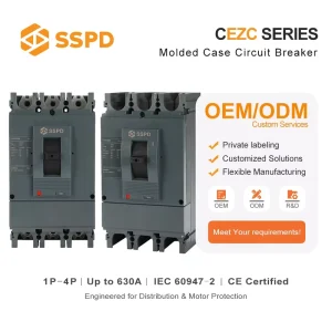 SSPD AC MCCB CEZC 400 Industrial 3P 690V Copper Plastic Moulded Case Electronic Equipment 36kA