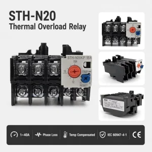STH N20KP Thermal Relay Switch 13 20A Phase Failure Protection 2s Response Sealed Miniature Screw Terminal