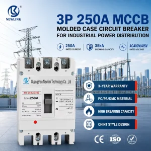 Saudi SEC Approved 250L MCCB Molded Case Circuit Breaker High Impact PC Housing 10kA Breaking Power Distribution Equipment