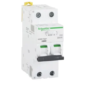 Schneider MCB Acti9 Residual Current Circuit Breaker IC65N Vigi RCBO C 2P 1A 2A 3A 4A 6A 8A 10A 16A 20A 25A 32A 40A 50A 63A