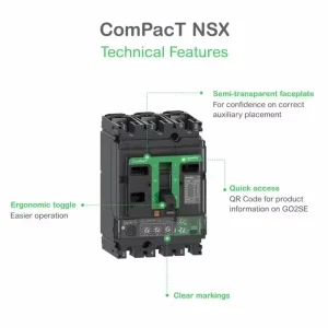 Schneider NSX160F TMD160 4P3D 160A Molded Case Circuit Breaker 690V 36kA Thermal Magnetic