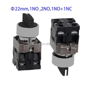 Selector Switch Hand Hand Shank XB2B Standard 1/2 NO 1NC Silver/Black Shell 22mm XB2BD21/217/25/33/337/41/45/53/73C