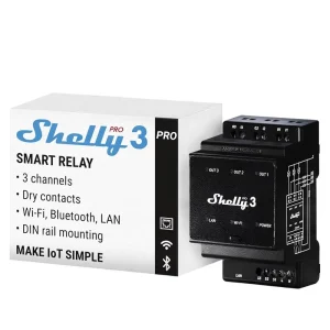 Shelly Pro 3 Smart Relay Switch 3-Channel 16A Wi-Fi/LAN Single/Three Phase Garage Door Lighting Home Automation No Hub