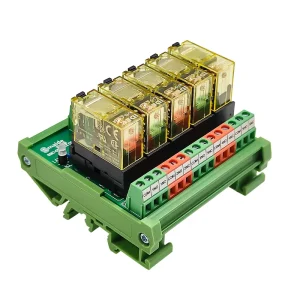 Shimaide RJ1S-C-D24 5 Channel 12A Miniature Sealed Screw Terminal Relay Module PLC Isolation Amplifier Board 24V DC DIN Rail
