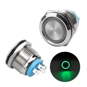 Short Design Push Button Switches 19mm Momentary Push Button Switch Metal Waterproof IP67 Button Switch