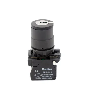 Silver Contact Button Switch XB5-AG21 Two Position Selector 1NO Open Hole Black Rotary Switches with Key