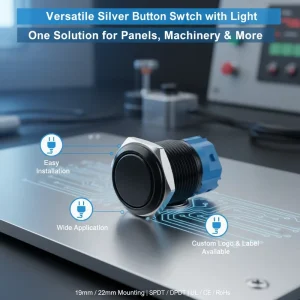 Silver Waterproof Push Button Switch 24V 10A 1NO for Elevator Touch Button