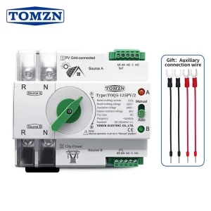 Single Phase Din Rail ATS PV Inverter Dual Power Automatic Transfer Selector Switches Uninterrupted 2P 63A 100A 125A