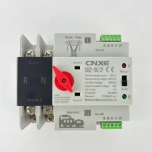 Single Phase Din Rail PC ATS Dual Power Automatic Transfer Electrical Selector Switches Uninterrupted 2P 100A