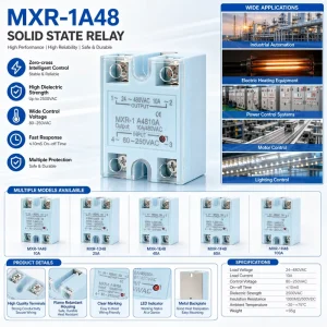 Single Phase Solid State Relay 10A 25A 40A 60A 80A 100A 120A 1 A4810A AC Input Output 24 480VAC Industrial Automation Equipment